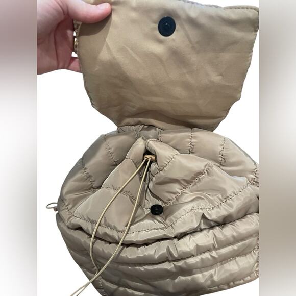 Street Level Boutique Puffer Backpack Tan Beige Medium-Sized - Picture 9 of 14